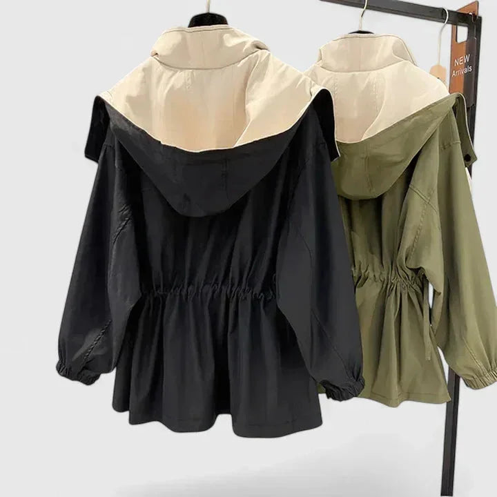 Women's Zip-Up Collared Jacket – Two-Tone Colourblock