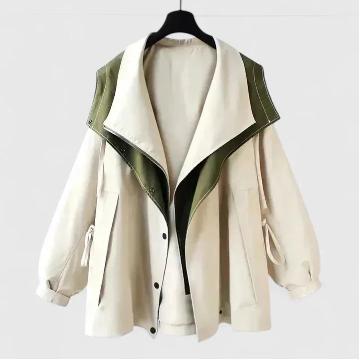 Women's Zip-Up Collared Jacket – Two-Tone Colourblock
