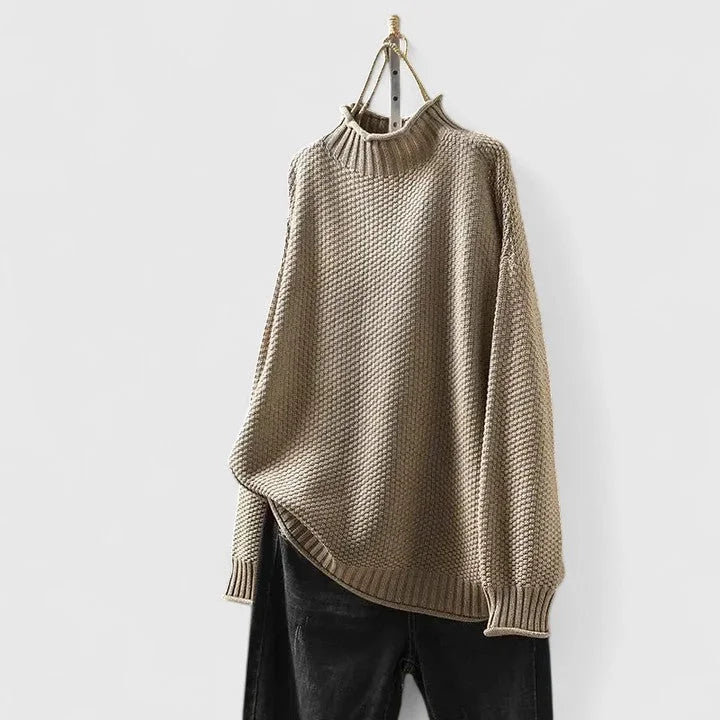 Women's Knit Roll Neck Jumper – Textured Body