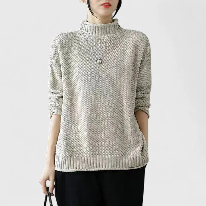 Women's Knit Roll Neck Jumper – Textured Body