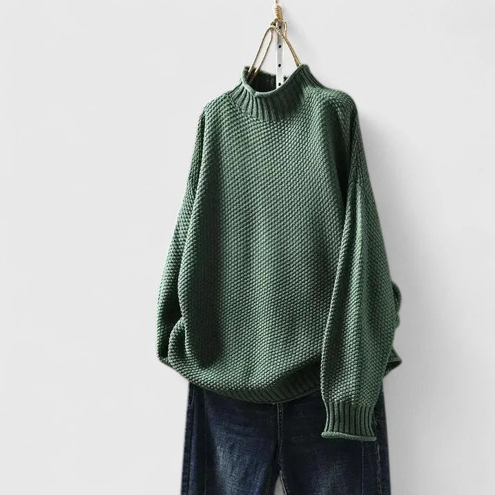 Women's Knit Roll Neck Jumper – Textured Body