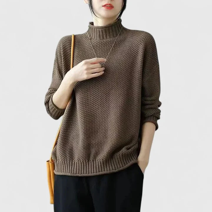 Women's Knit Roll Neck Jumper – Textured Body