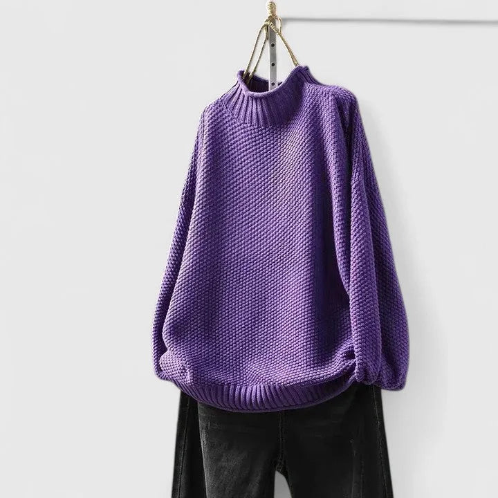 Women's Knit Roll Neck Jumper – Textured Body