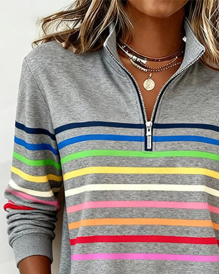 Women's Striped Half Zip Sweatshirt
