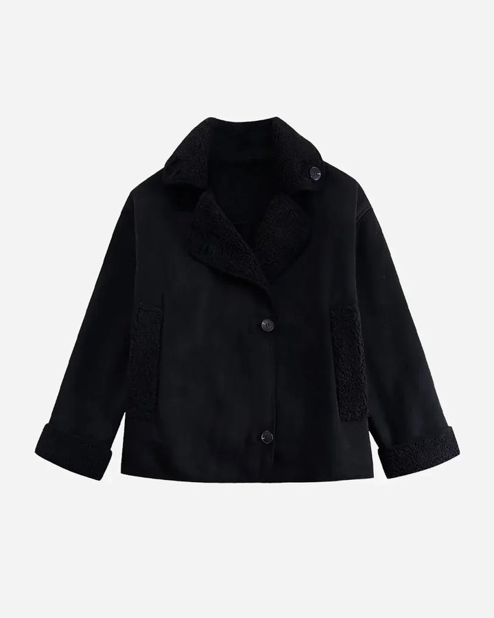 Women's Suede Double-Breasted Notch Lapel Jacket