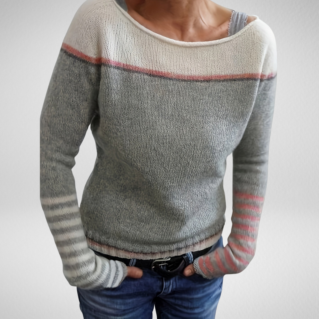 Women's Jumper – Striped Boat Neck Knit