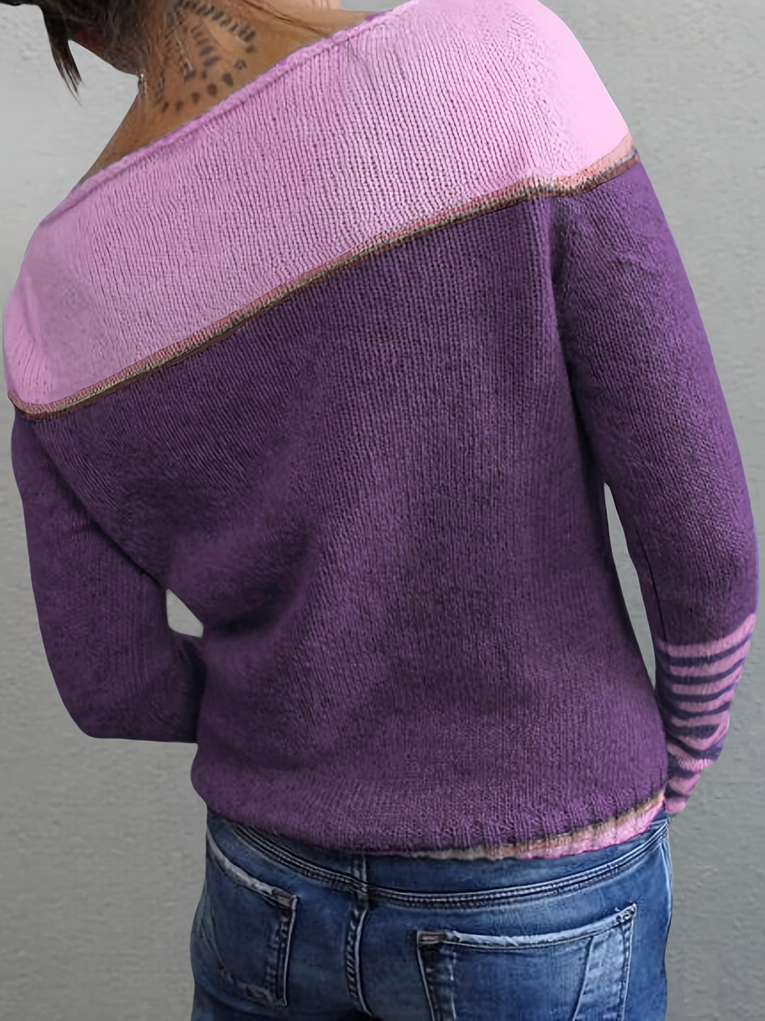 Women's Jumper – Striped Boat Neck Knit