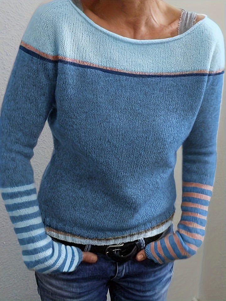Women's Jumper – Striped Boat Neck Knit