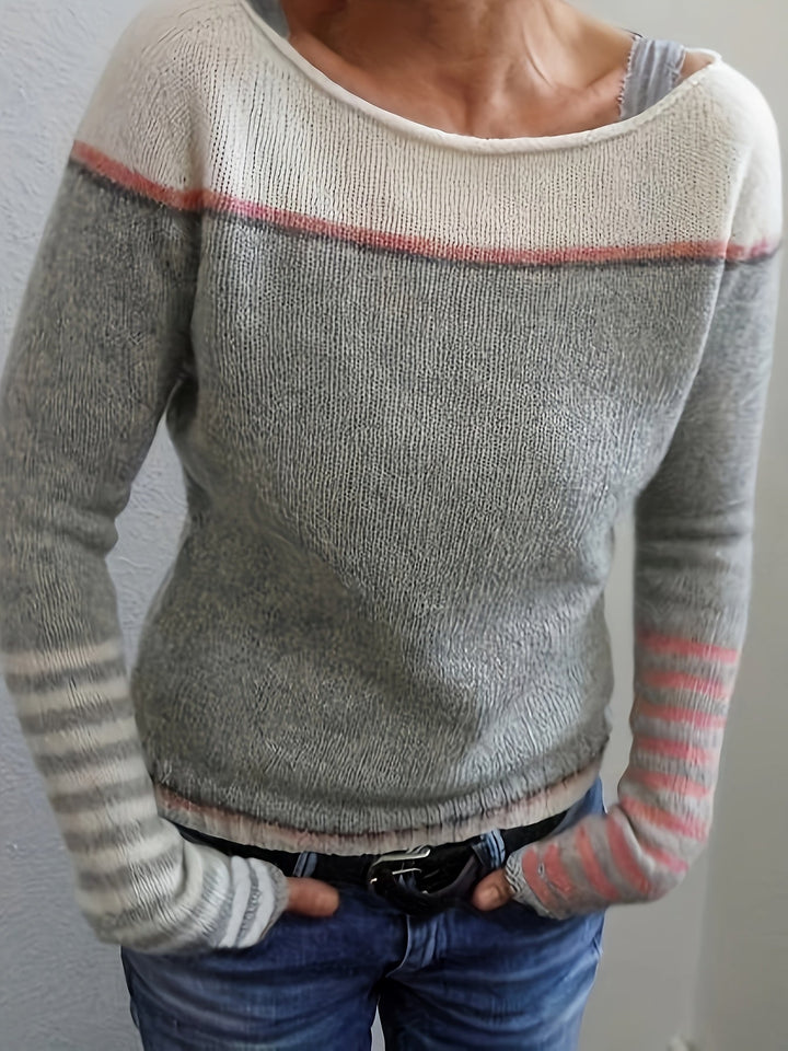Women's Jumper – Striped Boat Neck Knit