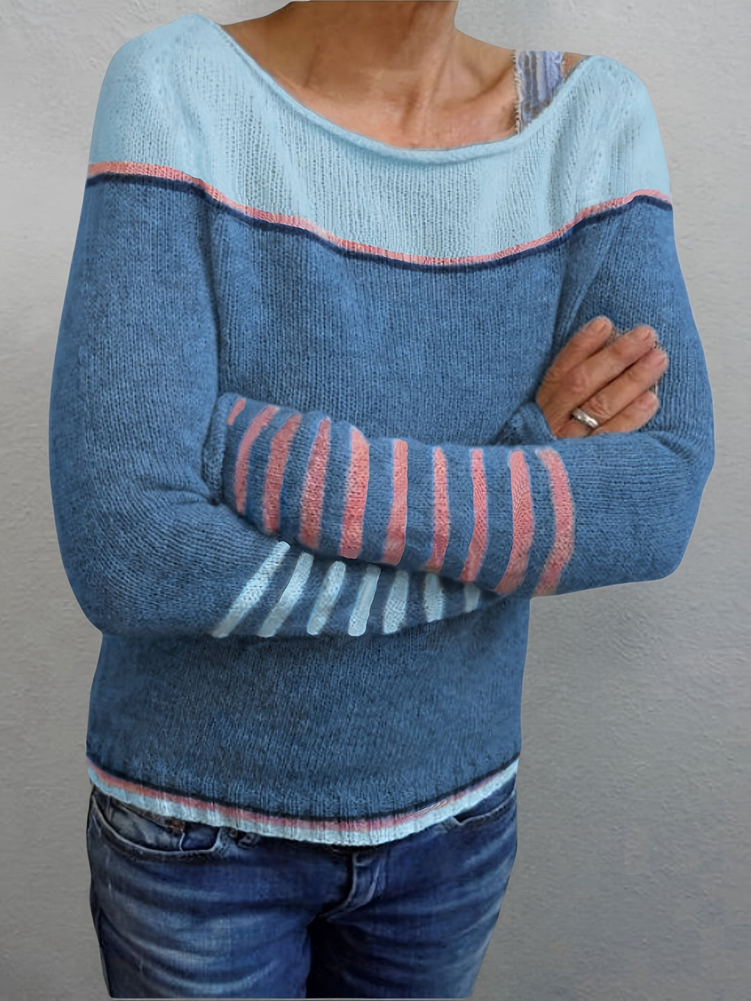 Women's Jumper – Striped Boat Neck Knit