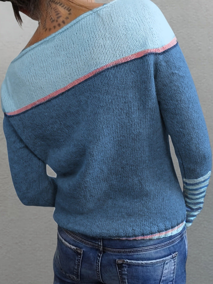 Women's Jumper – Striped Boat Neck Knit
