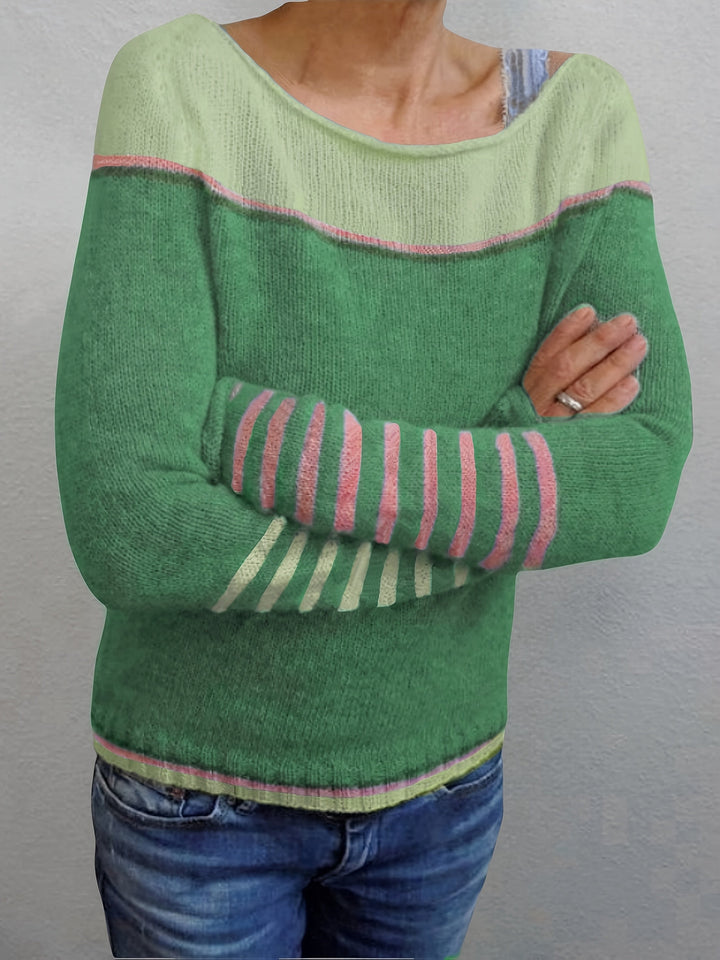 Women's Jumper – Striped Boat Neck Knit