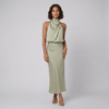 Women's Maxi Dress – Satin Halter Neck Christmas Party