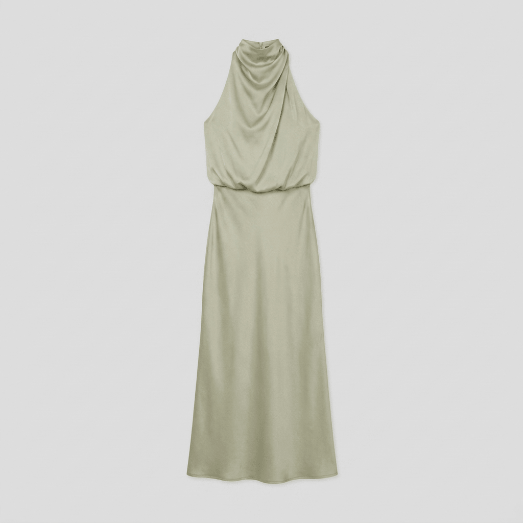 Women's Maxi Dress – Satin Halter Neck Christmas Party