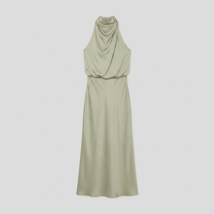 Women's Maxi Dress – Satin Halter Neck Christmas Party