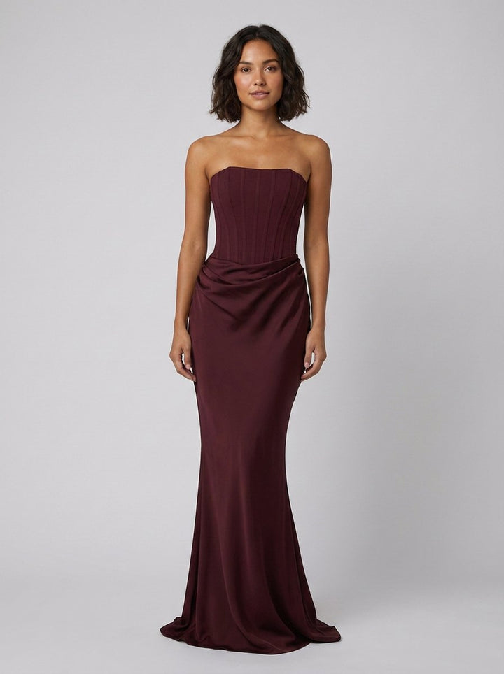 Women's Maxi Dress – Strapless Corset Christmas Party