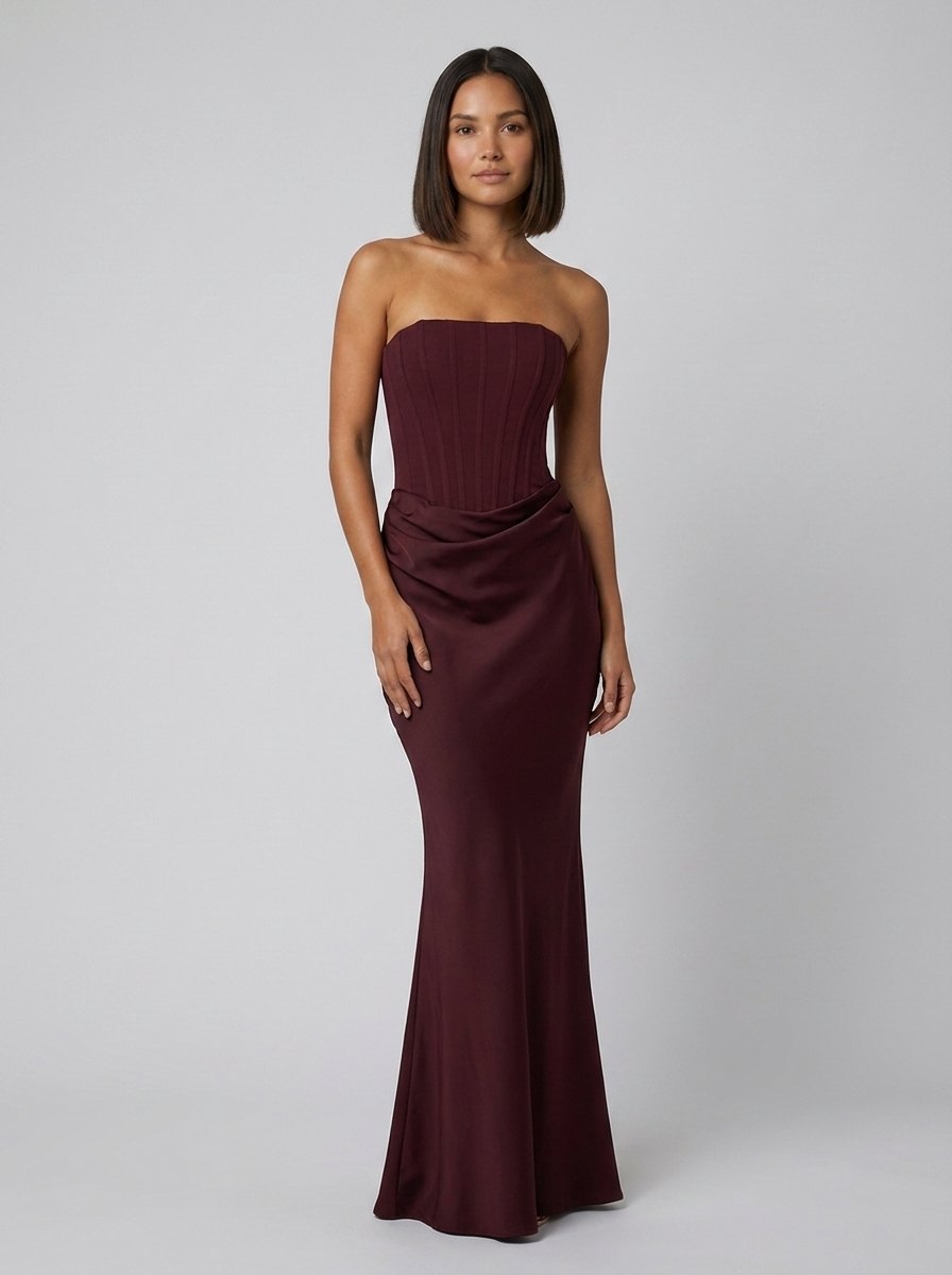 Women's Maxi Dress – Strapless Corset Christmas Party