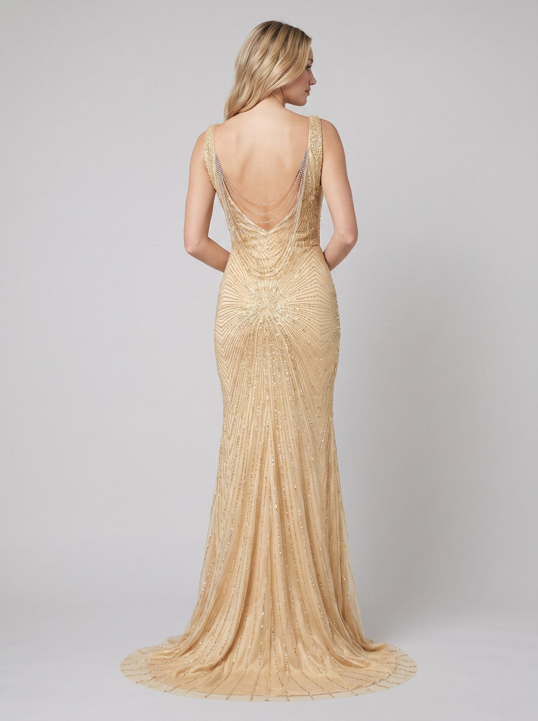 Women's Evening Gown – Beaded Fit- -Flare Christmas Party
