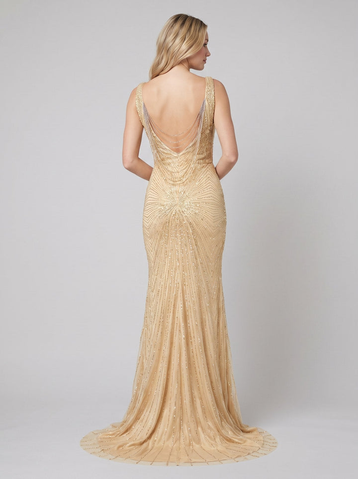 Women's Evening Gown – Beaded Fit- -Flare Christmas Party