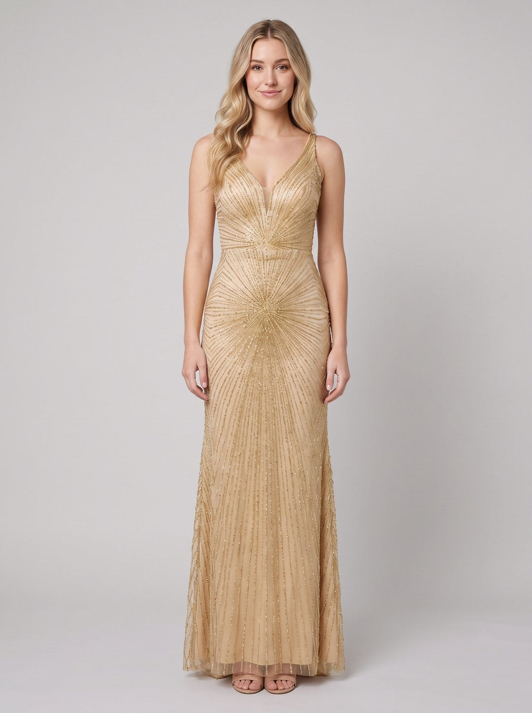 Women's Evening Gown – Beaded Fit- -Flare Christmas Party