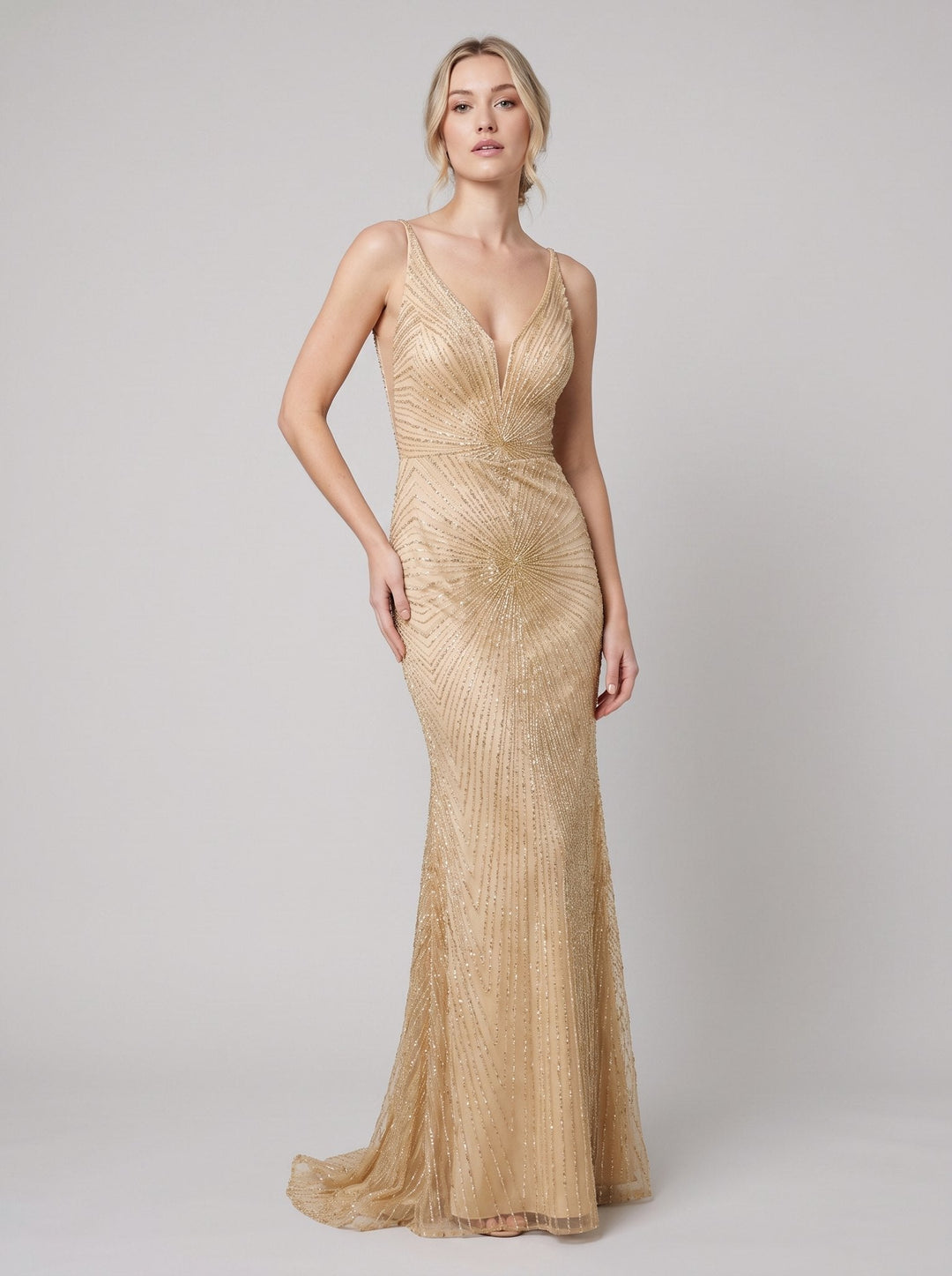 Women's Evening Gown – Beaded Fit- -Flare Christmas Party