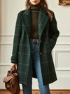 Women's Windowpane Check Wool Coat – Wide Collar