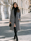 Women's Houndstooth Double Breasted Long Coat