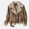 Women's Jacket – Suede Faux-Shearling Belted Aviator Winter