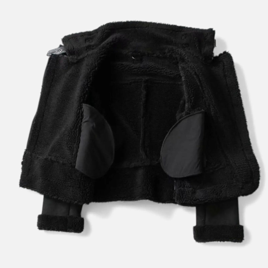 Women's Jacket – Suede Faux-Shearling Belted Aviator Winter