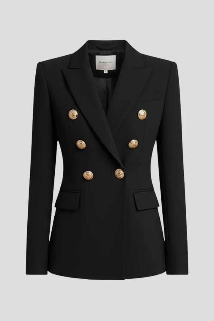 Women's Double-Breasted Blazer – Gold-Tone Button Details