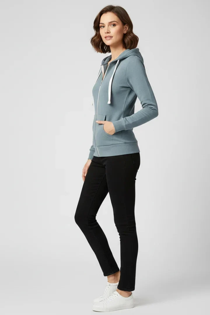 Women's Hoodie – Front Zipper And Kangaroo Pockets