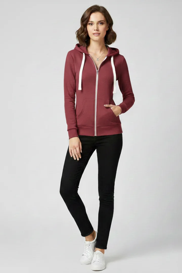 Women's Hoodie – Front Zipper And Kangaroo Pockets