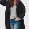 Women's Oversized Coat – Button Fastening And Side Pockets