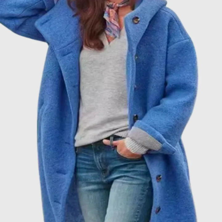 Women's Oversized Coat – Button Fastening And Side Pockets