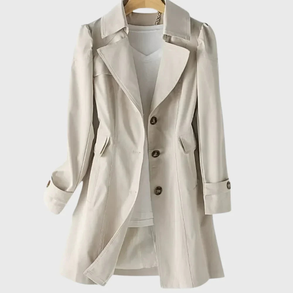 Women's A-Line Coat – Notched Lapel And Single-Breasted Buttons