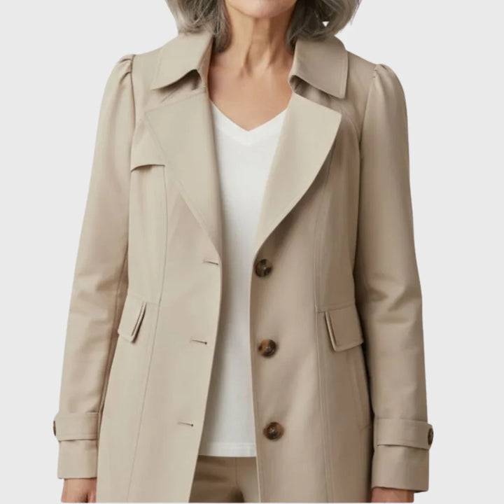 Women's A-Line Coat – Notched Lapel And Single-Breasted Buttons