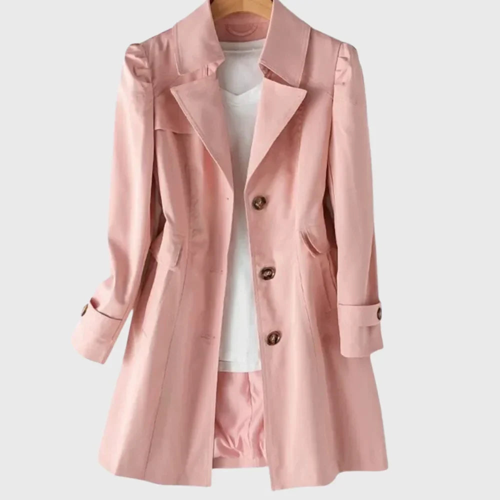 Women's A-Line Coat – Notched Lapel And Single-Breasted Buttons