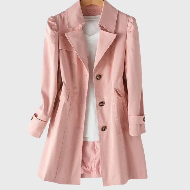 Women's A-Line Coat – Notched Lapel And Single-Breasted Buttons