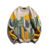 Women's Abstract Cat Graphic Knit Sweater – Long-Sleeve Crewneck