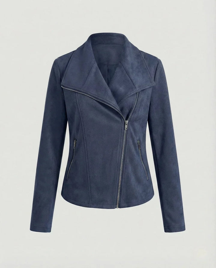 Women's Asymmetric-Zip Tailored Faux Suede Biker Leather Jacket