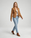 Women's Asymmetric-Zip Tailored Faux Suede Biker Leather Jacket