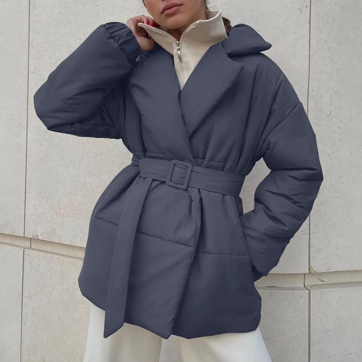 Women's Puffer Jacket – Belted Winter Cinched Waist