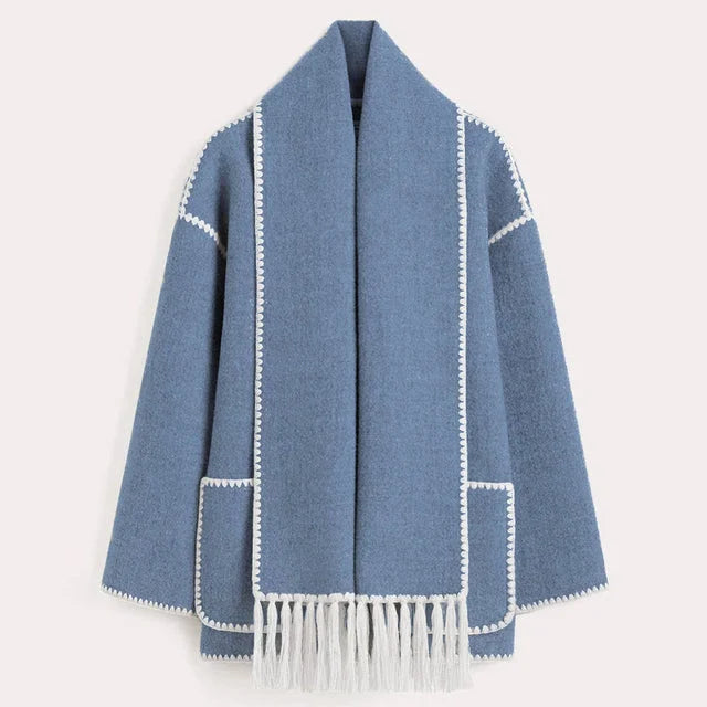 Women's Blanket Scarf Wrap Long Coat Fringe