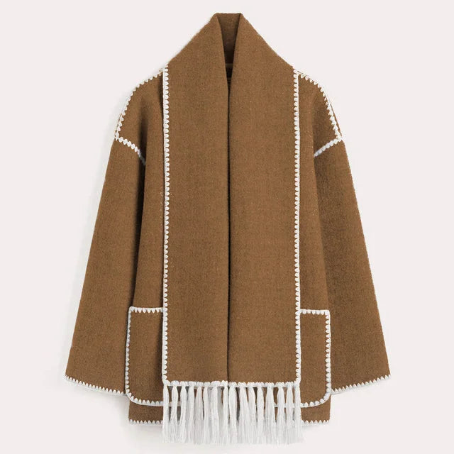 Women's Blanket Scarf Wrap Long Coat Fringe