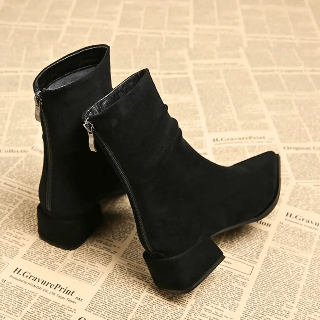 Women's Brown Suede Slouchy Ankle Boot – Pointed-Toe And Block-Heel