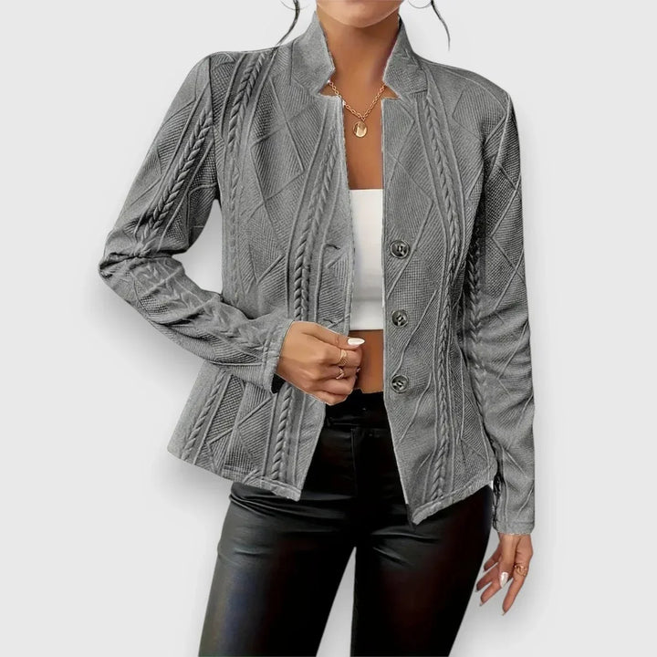 Women's Cable-Knit Mock-Neck Long-Sleeve Fitted Sweater