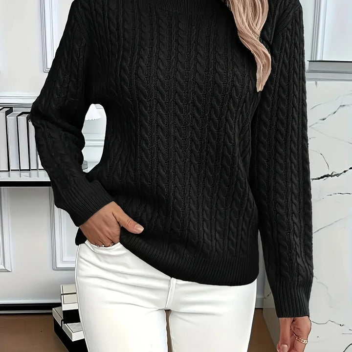 Women's Cable-Knit Round Neck Relaxed Fit Jumper
