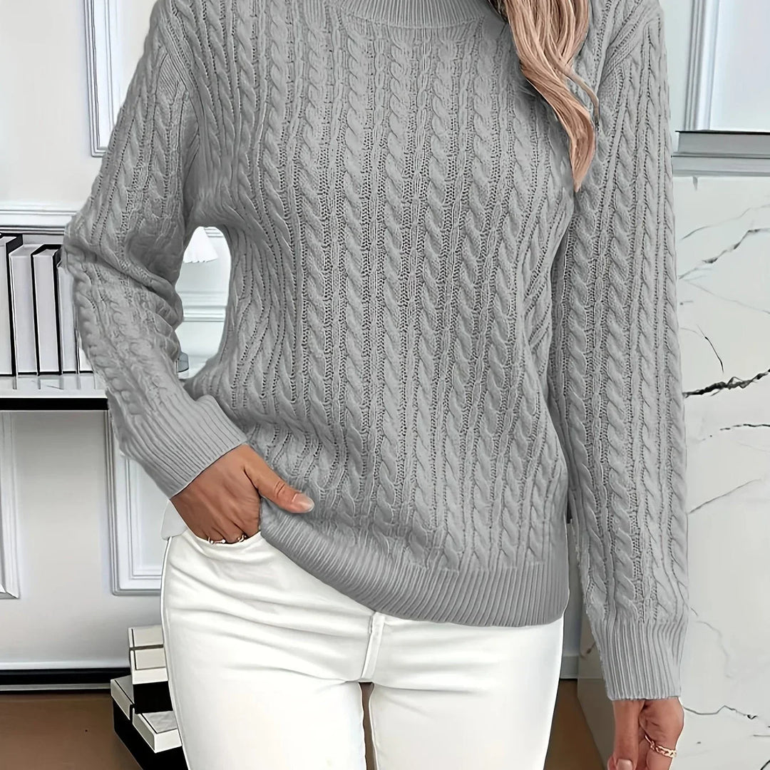 Women's Cable-Knit Round Neck Relaxed Fit Jumper