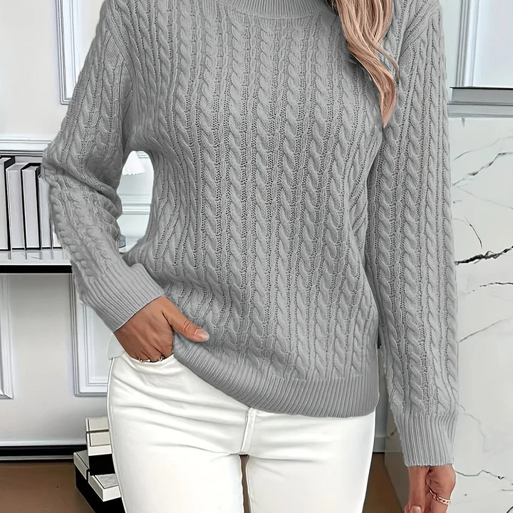 Women's Cable-Knit Round Neck Relaxed Fit Jumper