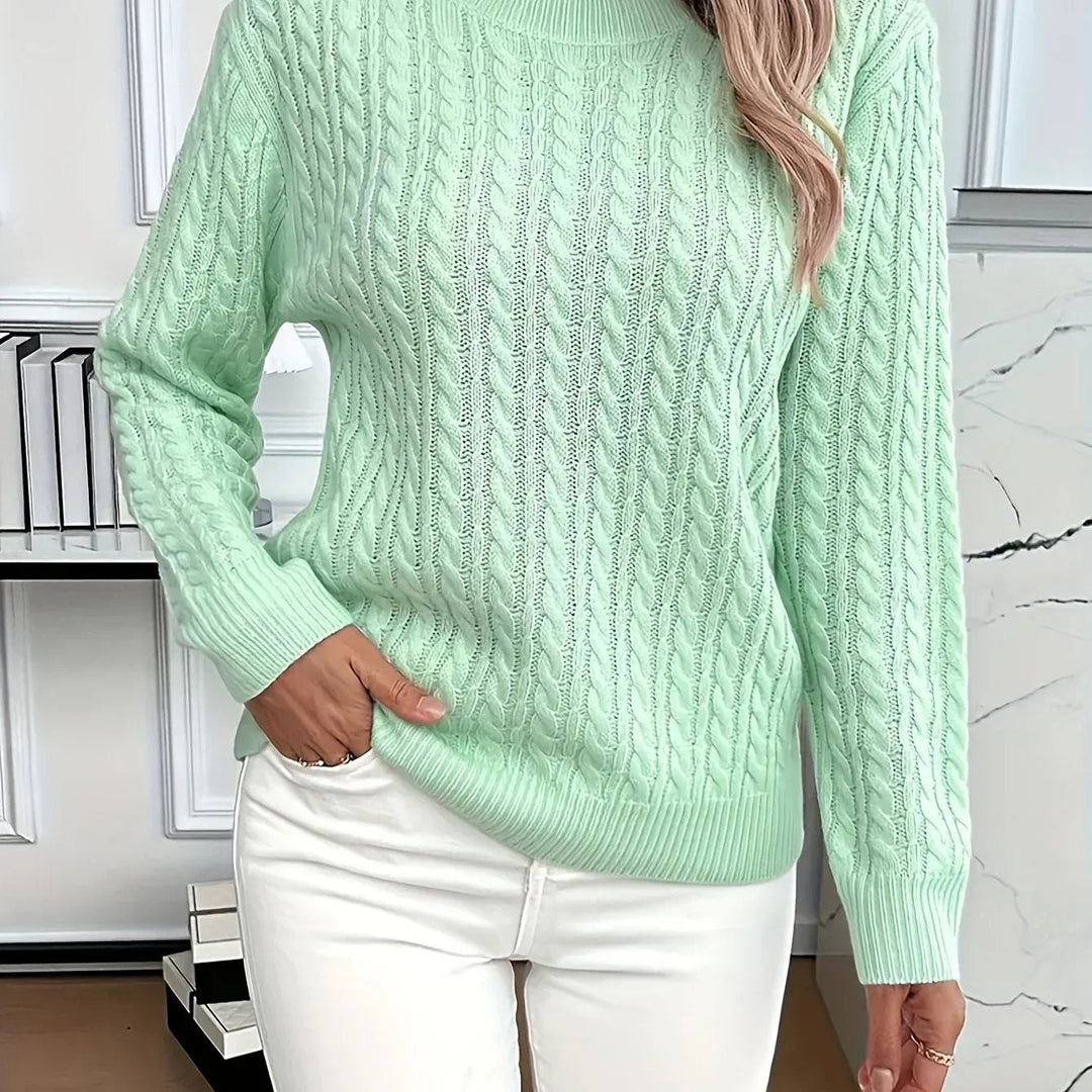 Women's Cable-Knit Round Neck Relaxed Fit Jumper